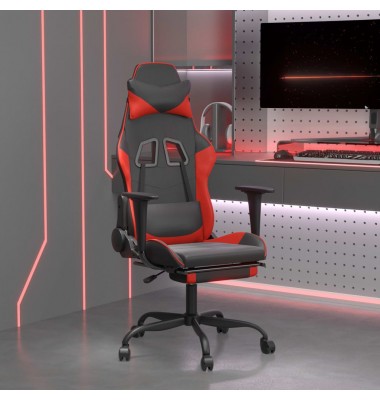  Masažinė žaidimų kėdė su pakoja, juoda ir raudona, dirbtinė oda - Žaidimų kėdės - 1