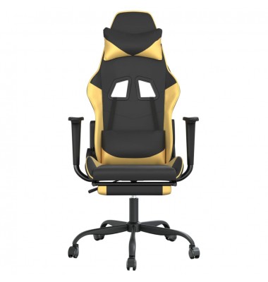  Masažinė žaidimų kėdė su pakoja, juoda ir auksinė, dirbtinė oda - Žaidimų kėdės - 4
