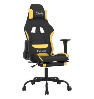  Pasukama žaidimų kėdė su pakoja, juoda ir geltona, audinys - Žaidimų kėdės - 2