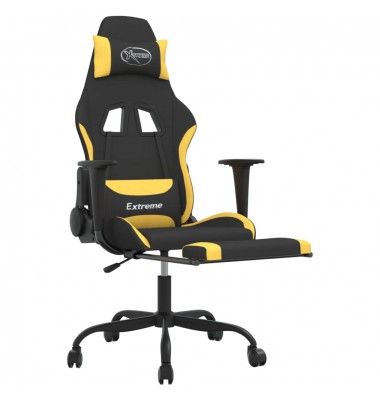  Pasukama žaidimų kėdė su pakoja, juoda ir geltona, audinys - Žaidimų kėdės - 4