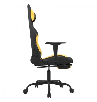  Pasukama žaidimų kėdė su pakoja, juoda ir geltona, audinys - Žaidimų kėdės - 5