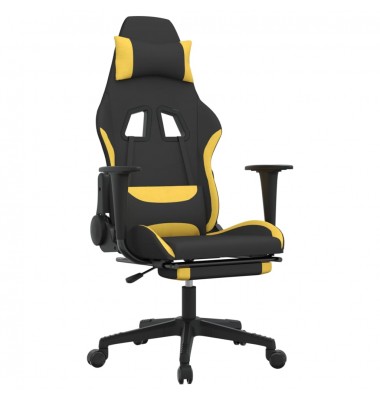  Pasukama žaidimų kėdė su pakoja, juoda ir geltona, audinys - Žaidimų kėdės - 2