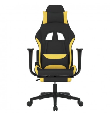  Pasukama žaidimų kėdė su pakoja, juoda ir geltona, audinys - Žaidimų kėdės - 3