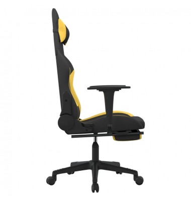  Pasukama žaidimų kėdė su pakoja, juoda ir geltona, audinys - Žaidimų kėdės - 4