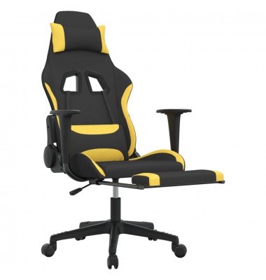  Pasukama žaidimų kėdė su pakoja, juoda ir geltona, audinys - Žaidimų kėdės - 6