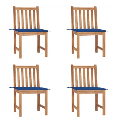 Sodo kėdės su pagalvėlėmis, 4vnt., tikmedžio medienos masyvas - Lauko kėdės - 1