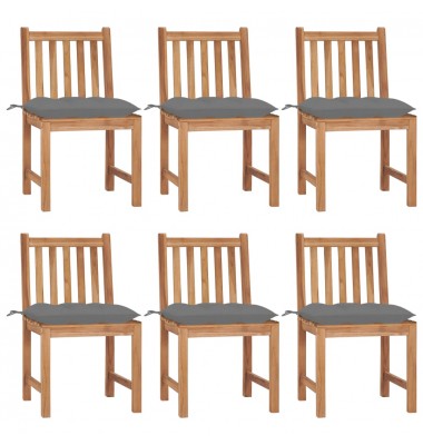  Sodo kėdės su pagalvėlėmis, 6vnt., tikmedžio medienos masyvas - Lauko kėdės - 1