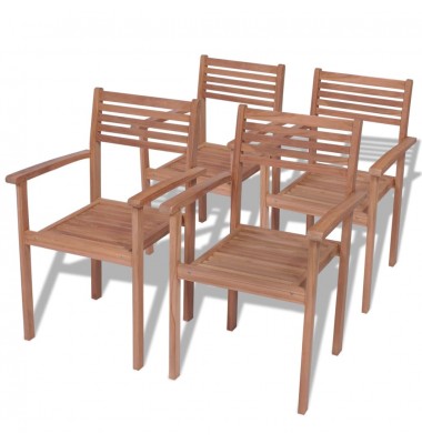  Sudedamos sodo kėdės, 4 vnt., tikmedžio mediena - Lauko kėdės - 1