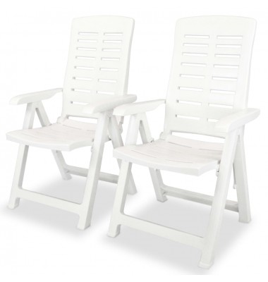  Atlošiamos sodo kėdės, 2 vnt., plastikas, balta spalva - Lauko kėdės - 1
