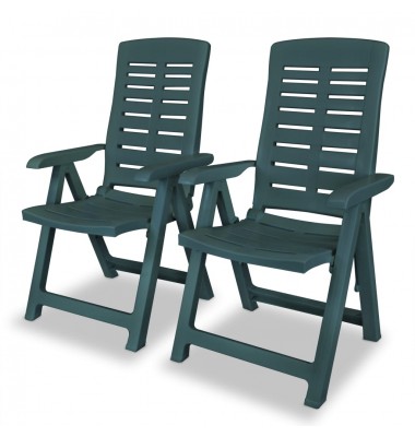  Atlošiamos sodo kėdės, 2 vnt., plastikas, žalia spalva - Lauko kėdės - 1