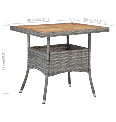  Lauko valgomojo stalas, pilkas, poliratanas ir akacijos masyvas - Lauko stalai, staliukai - 5