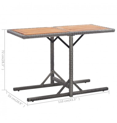  Sodo stalas, antracito spalvos, poliratanas ir akacijos masyvas - Lauko stalai, staliukai - 5