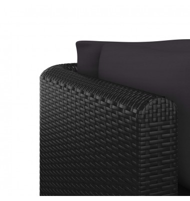  Sodo baldų komplektas su pagalvėmis, 9 dalių, juodas, ratanas - Moduliniai lauko baldai - 8