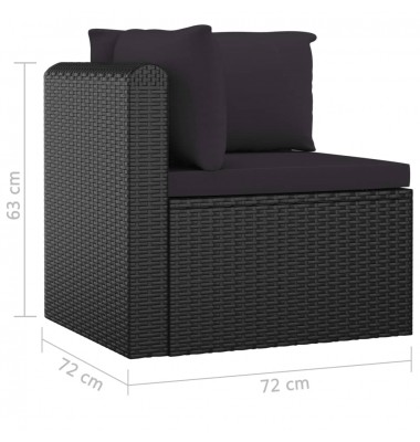  Sodo baldų komplektas su pagalvėmis, 9 dalių, juodas, ratanas - Moduliniai lauko baldai - 9