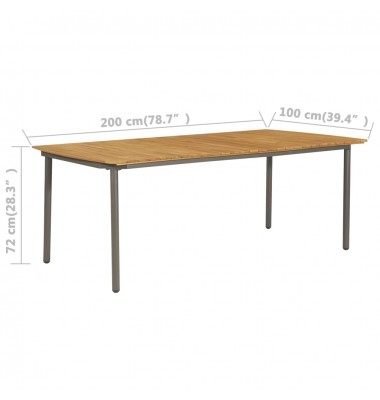  Sodo stalas, 200x100x72cm, akacijos medienos masyvas ir plienas - Lauko stalai, staliukai - 4