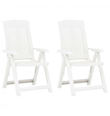  Atlošiamos sodo kėdės, 2vnt., baltos spalvos, plastikas  - Lauko kėdės - 1