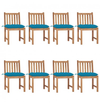  Sodo kėdės su pagalvėlėmis, 8vnt., tikmedžio medienos masyvas  - Lauko kėdės - 1