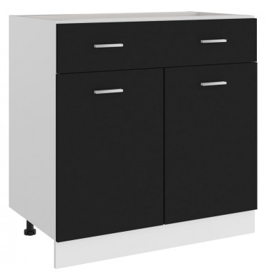  Apatinė spintelė su stalčiumi, juoda, 80x46x81,5cm, MDP - Virtuvės spintelės - 1