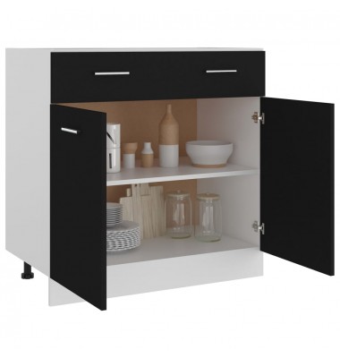  Apatinė spintelė su stalčiumi, juoda, 80x46x81,5cm, MDP - Virtuvės spintelės - 4