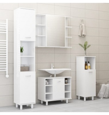  Vonios kambario spintelė, balta, 80x20,5x64cm, MDP, blizgi - Vonios spintelės, veidrodžiai - 5