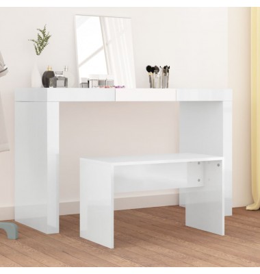  Kosmetinio staliuko kėdutė, balta, 70x35x45cm, mediena, blizgi - Suoliukai - 1