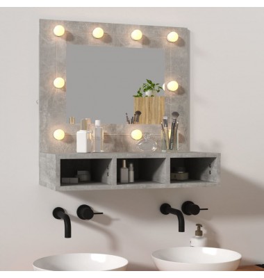  Veidrodinė spintelė su LED, betono pilka, 60x31,5x62cm - Vonios spintelės, veidrodžiai - 1