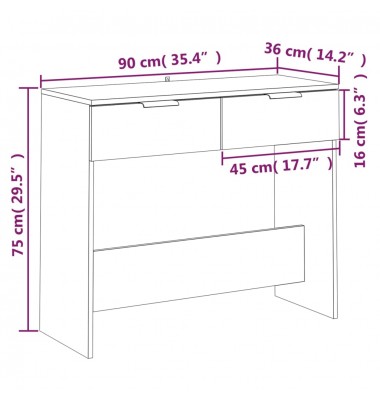  Konsolinis staliukas, ąžuolo, 90x36x75cm, apdirbta mediena - Žurnaliniai staliukai - 8