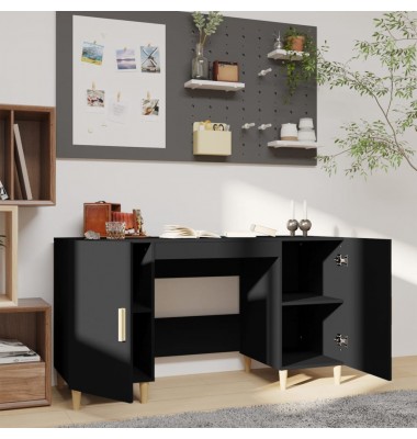  Rašomasis stalas, juodos spalvos, 140x50x75cm, apdirbta mediena - Rašomieji stalai - 3