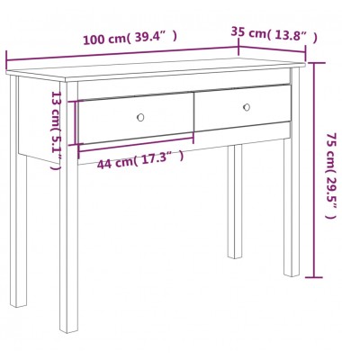  Konsolinis staliukas, 100x35x75cm, pušies medienos masyvas - Žurnaliniai staliukai - 10