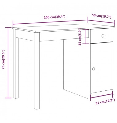  Rašomasis stalas, pilkas, 100x50x75cm, pušies medienos masyvas - Rašomieji stalai - 10
