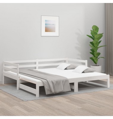  Ištraukiama lova, balta, 2x(90x190)cm, pušies medienos masyvas - Lovos - 1