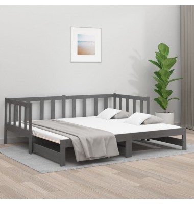  Ištraukiama lova, pilka, 2x(90x190)cm, pušies medienos masyvas - Lovos - 1