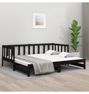  Ištraukiama lova, juoda, 2x(80x200)cm, pušies medienos masyvas - Lovos - 1