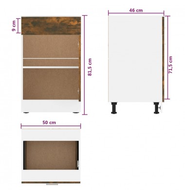  Apatinė spintelė su stalčiumi, ąžuolo, 50x46x81,5cm, mediena - Virtuvės spintelės - 8