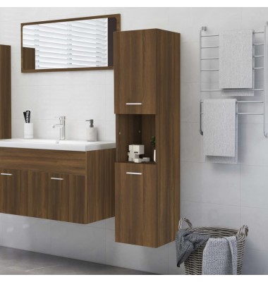 Vonios spintelė, ruda ąžuolo, 30x30x130cm, apdirbta mediena - Vonios spintelės, veidrodžiai - 1