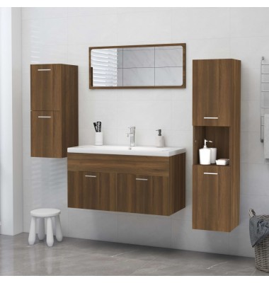 Vonios spintelė, ruda ąžuolo, 30x30x130cm, apdirbta mediena - Vonios spintelės, veidrodžiai - 3