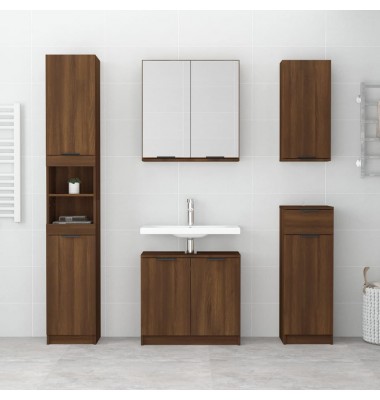 Prie sienos montuojama vonios spintelė, ruda ąžuolo, 32x20x67cm - Vonios spintelės, veidrodžiai - 3