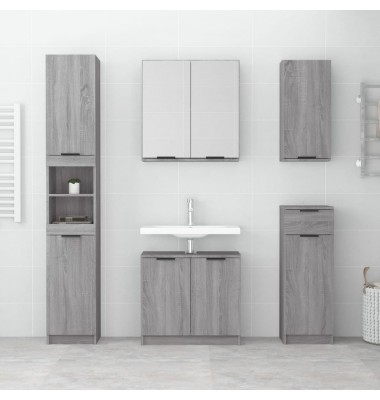 Vonios spintelė, pilka ąžuolo, 64,5x33,5x59cm, apdirbta mediena - Vonios spintelės, veidrodžiai - 3