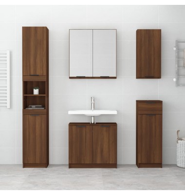  Veidrodinė vonios spintelė, rudos ąžuolo spalvos, 64x20x67cm - Vonios spintelės, veidrodžiai - 3