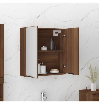  Veidrodinė vonios spintelė, rudos ąžuolo spalvos, 64x20x67cm - Vonios spintelės, veidrodžiai - 4