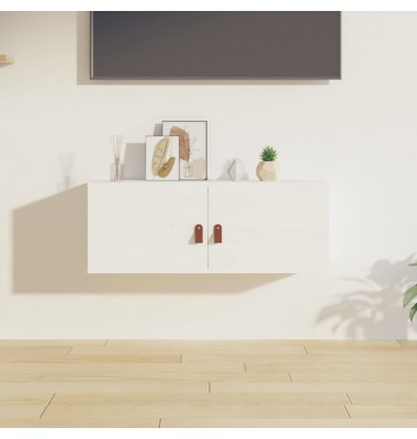  Sieninė spintelė, balta, 80x30x30cm, pušies medienos masyvas - Pakabinamos lentynos, spintelės - 1