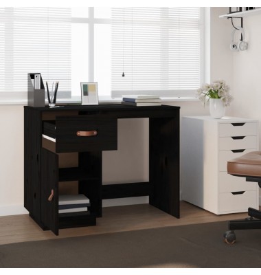  Rašomasis stalas, juodas, 95x50x75cm, pušies medienos masyvas - Rašomieji stalai - 3