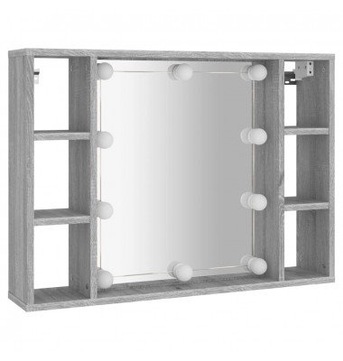  Veidrodinė spintelė su LED apšvietimu, pilka ąžuolo, 76x15x55cm - Vonios spintelės, veidrodžiai - 3