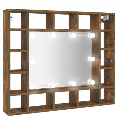  Veidrodinė spintelė su LED apšvietimu, ąžuolo, 91x15x76,5cm - Vonios spintelės, veidrodžiai - 2