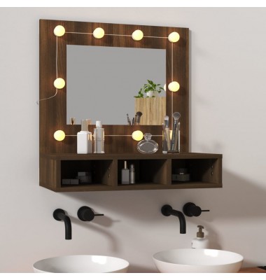  Veidrodinė spintelė su LED, ruda ąžuolo, 60x31,5x62cm - Vonios spintelės, veidrodžiai - 1