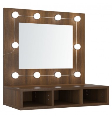  Veidrodinė spintelė su LED, ruda ąžuolo, 60x31,5x62cm - Vonios spintelės, veidrodžiai - 2