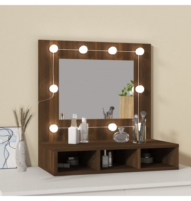  Veidrodinė spintelė su LED, ruda ąžuolo, 60x31,5x62cm - Vonios spintelės, veidrodžiai - 3