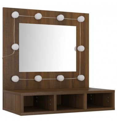  Veidrodinė spintelė su LED, ruda ąžuolo, 60x31,5x62cm - Vonios spintelės, veidrodžiai - 4