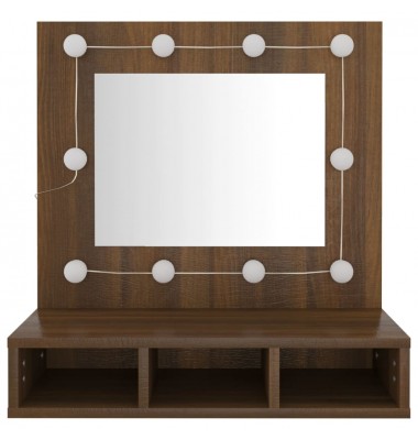  Veidrodinė spintelė su LED, ruda ąžuolo, 60x31,5x62cm - Vonios spintelės, veidrodžiai - 5
