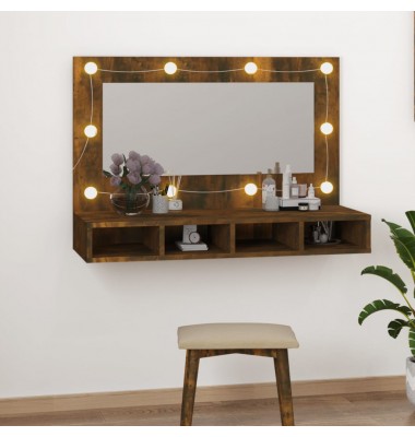  Veidrodinė spintelė su LED, dūminio ąžuolo, 90x31,5x62cm - Vonios spintelės, veidrodžiai - 1